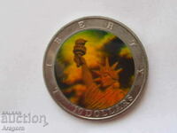 2002 Liberia $10 color hologram coin; Liberia