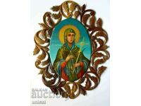 "Saint Petka" icon, tempera icon painting, walnut wood carving