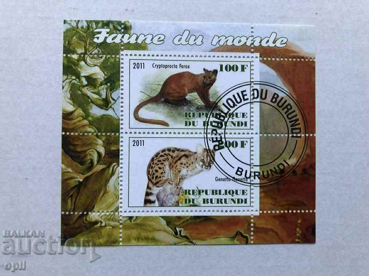 Stamped Block Fauna 2011 Μπουρούντι