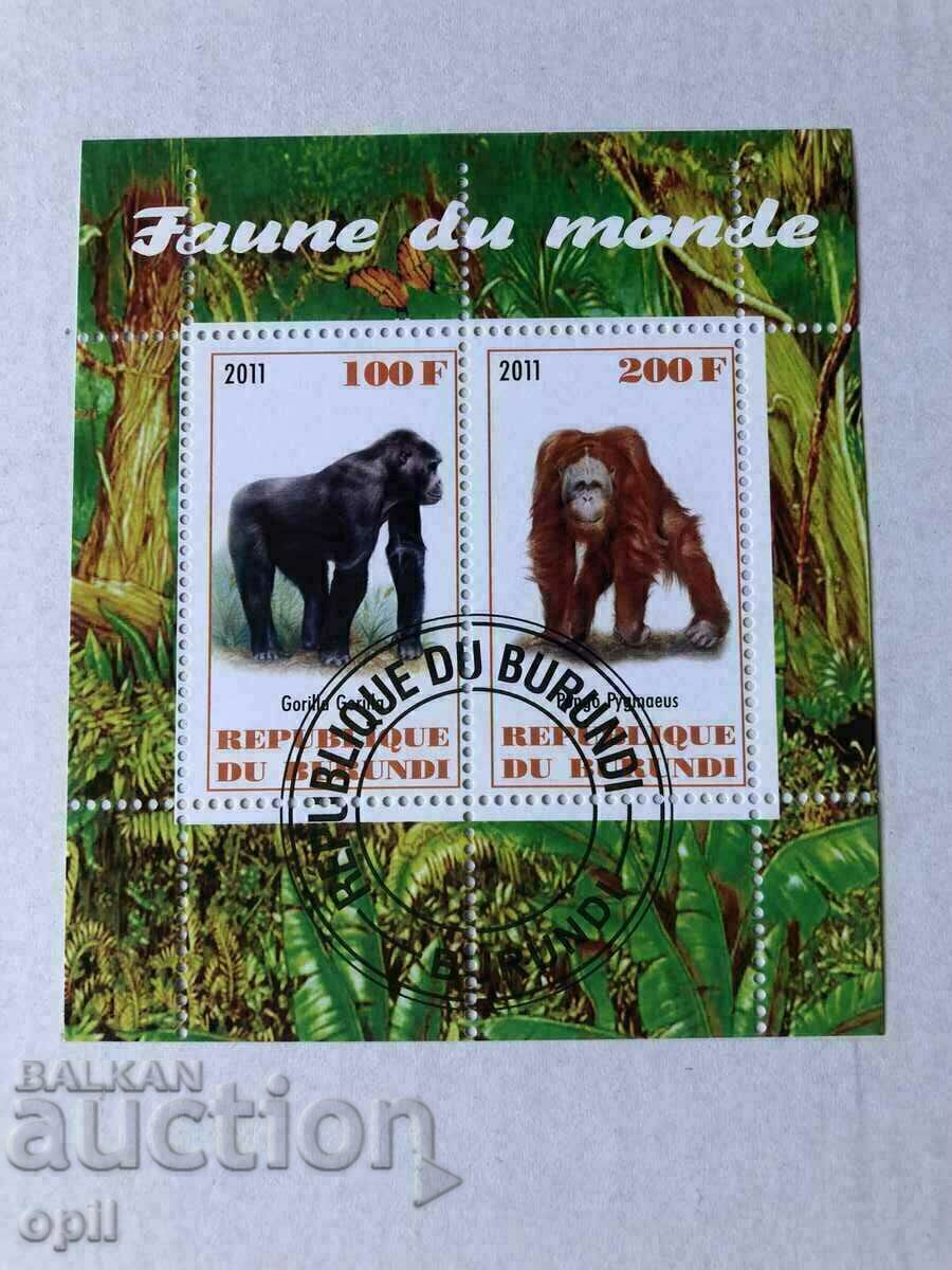 Stamped Block Fauna 2011 Μπουρούντι