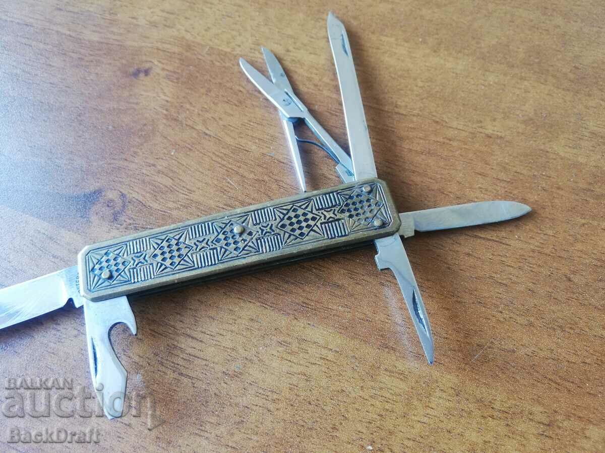 Auction German GML Rostfrei Brass Combination Pocket Knife Auction German GML Rostfrei Brass Combination Pocket Knife