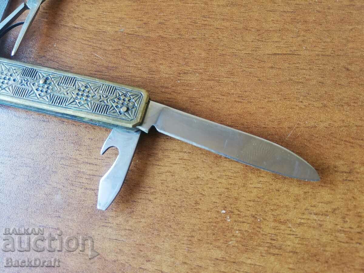 German GML Rostfrei Brass Combination Pocket Knife - 5 German GML Rostfrei Brass Combination Pocket Knife - 5