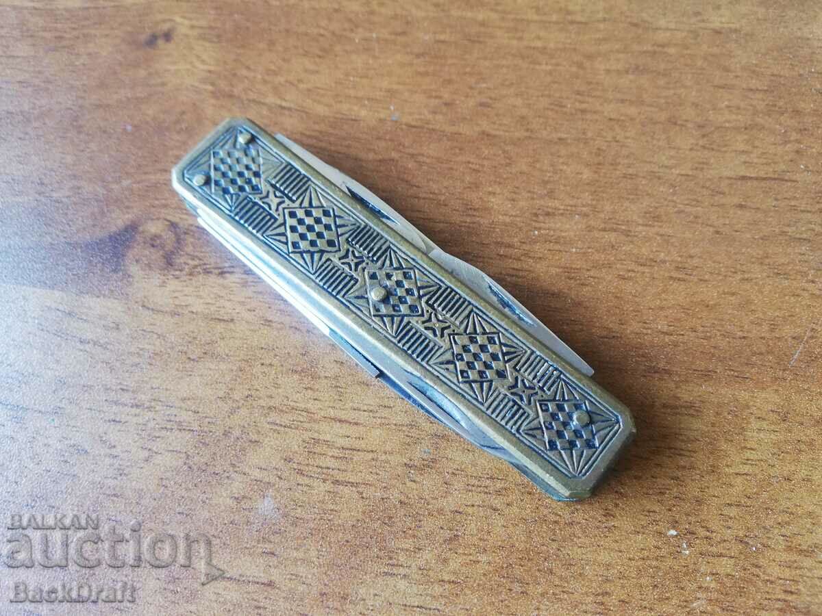 German GML Rostfrei Brass Combination Pocket Knife - 7 German GML Rostfrei Brass Combination Pocket Knife - 7