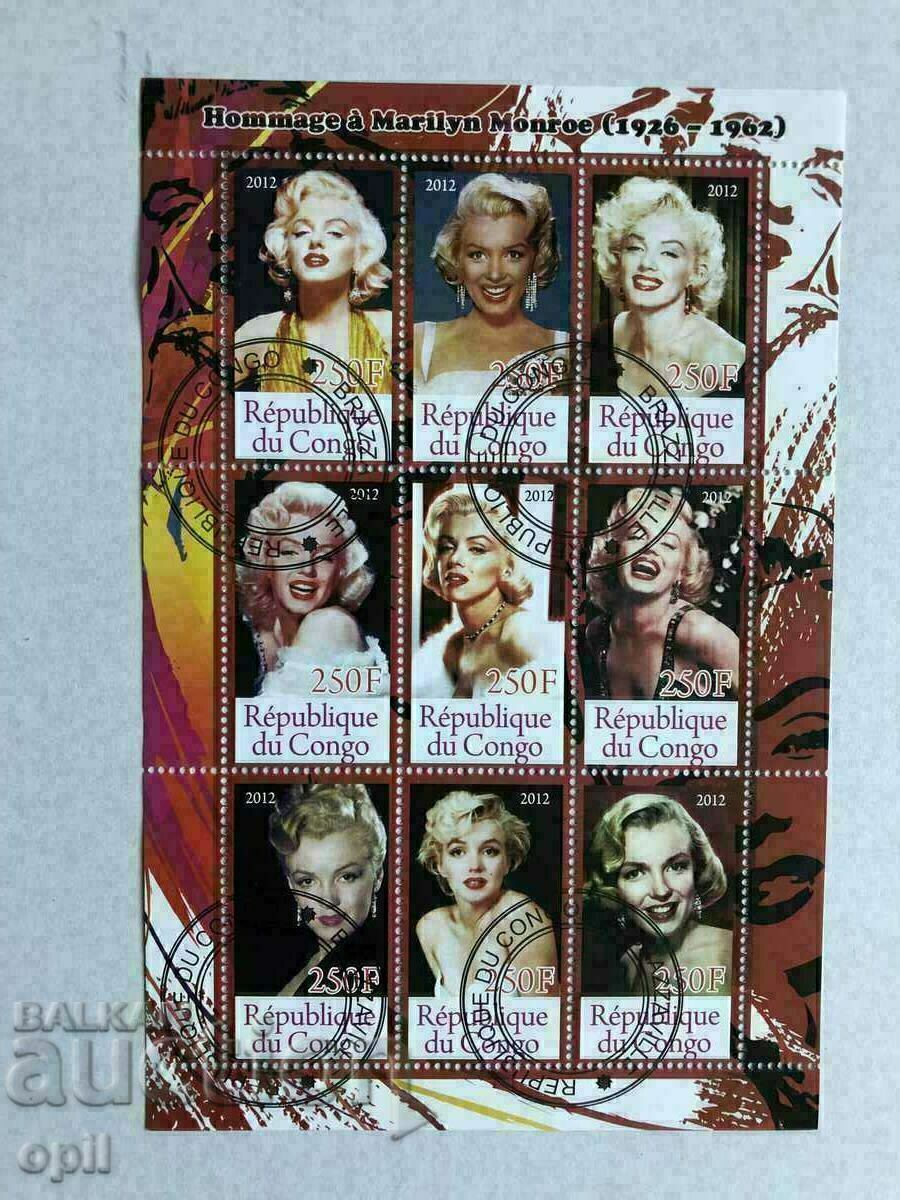 Bloc ștampilat Marilyn Monroe 2012 Congo