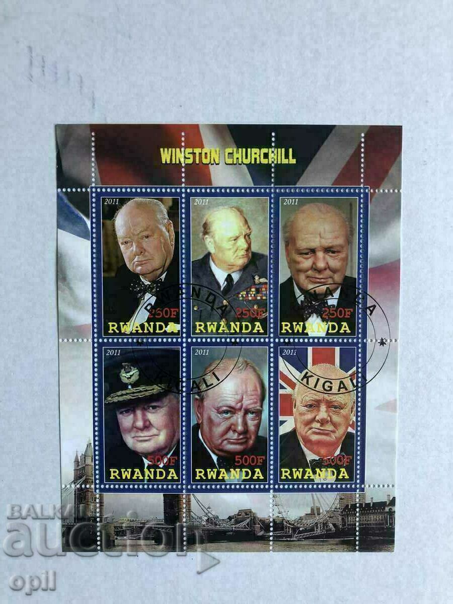 Stamped Block Winston Churchill 2011 Rwanda