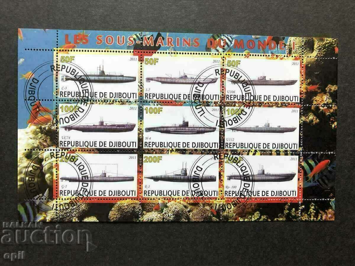 Stamped Block Submarines 2011 Djibouti