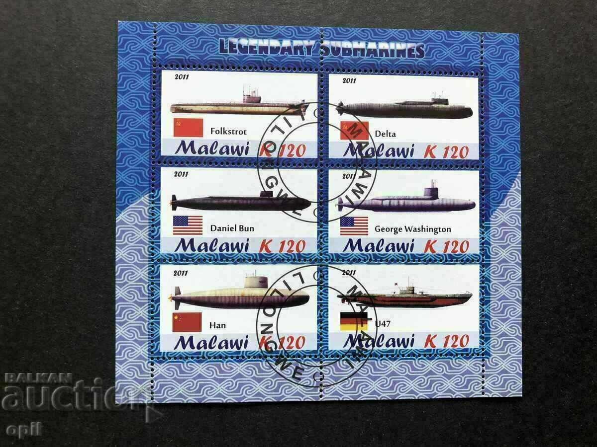 Stamped Block Submarines 2011 Malawi
