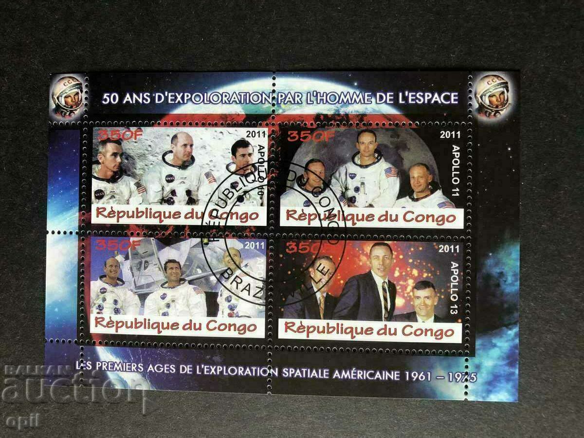Stamped Block Cosmos 2011 Congo
