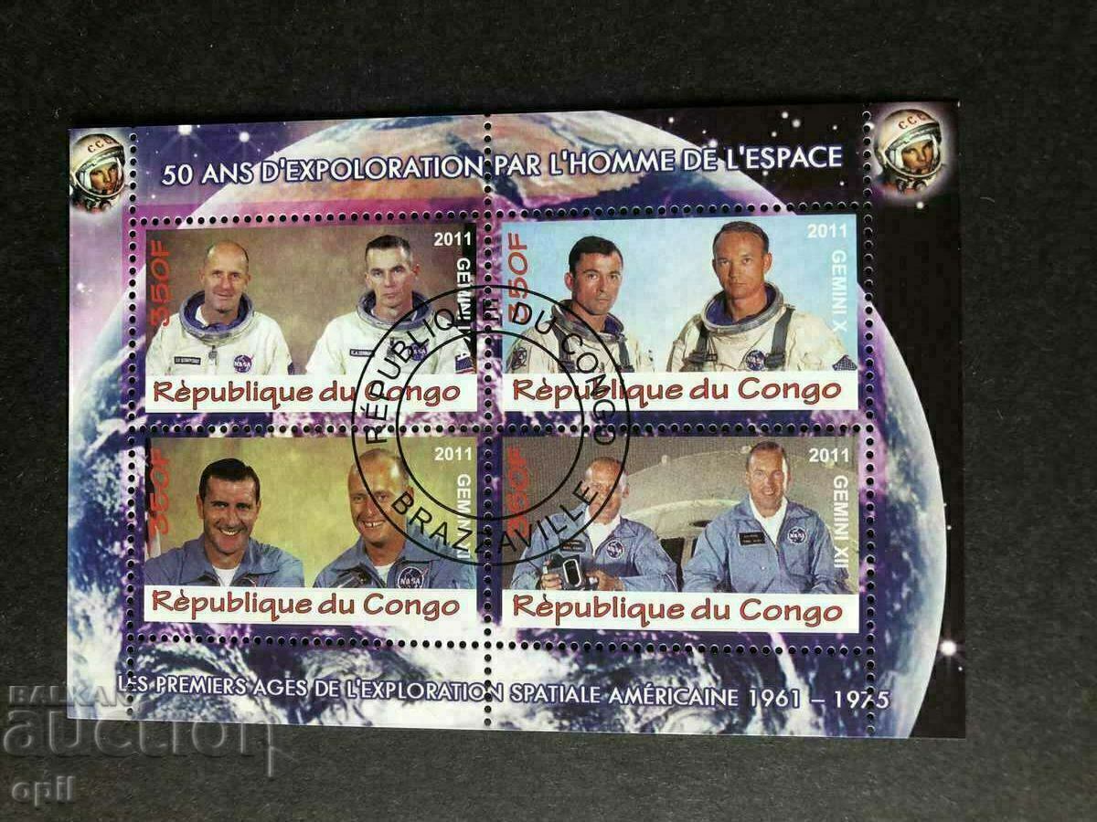 Stamped Block Cosmos 2011 Congo