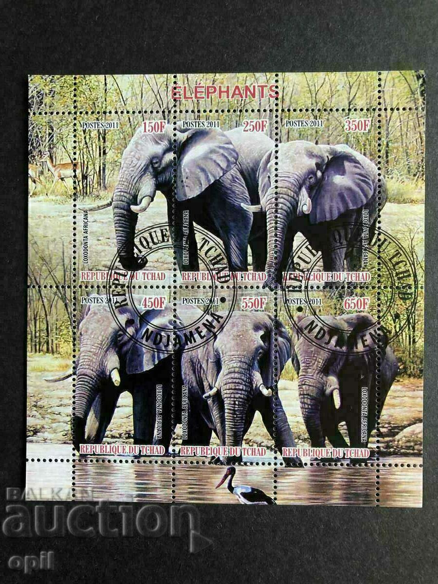 Stamped Block Elephants 2011 Chad