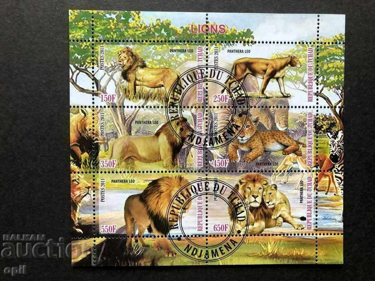 Stamped Block Lions 2011 Chad