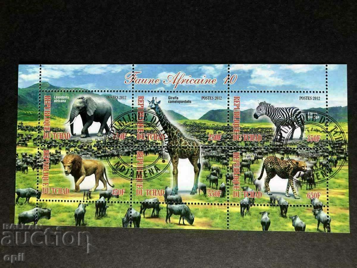 Stamped Block African Fauna 2012 Τσαντ