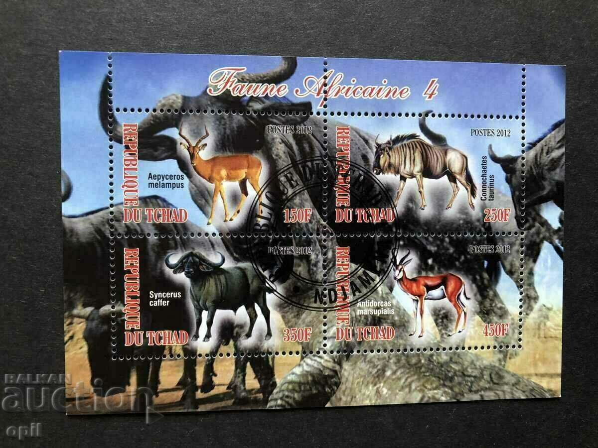 Stamped Block African Fauna Antelopes 2012 Τσαντ
