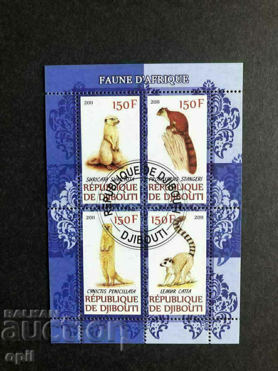 Stamped Block African Fauna 2011 Djibouti