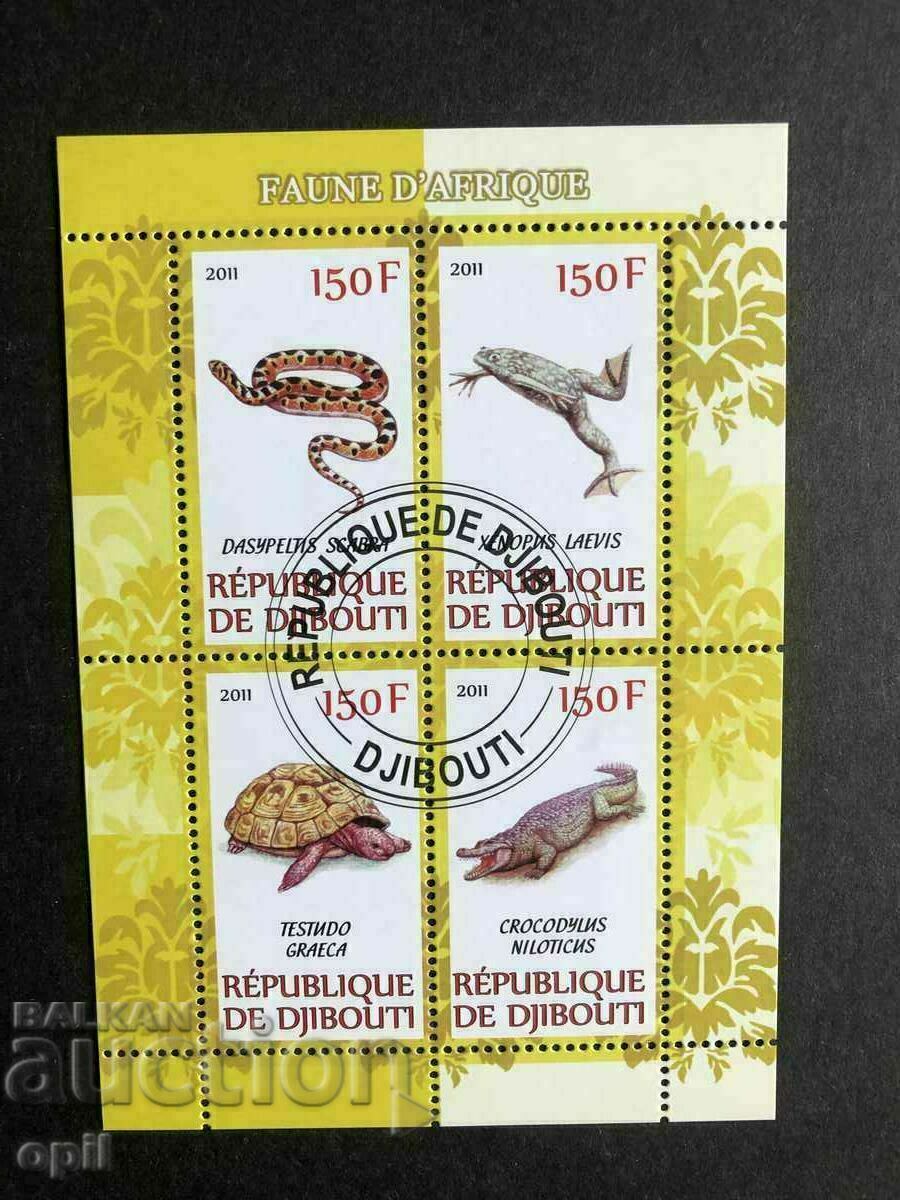 Stamped Block African Fauna 2011 Djibouti
