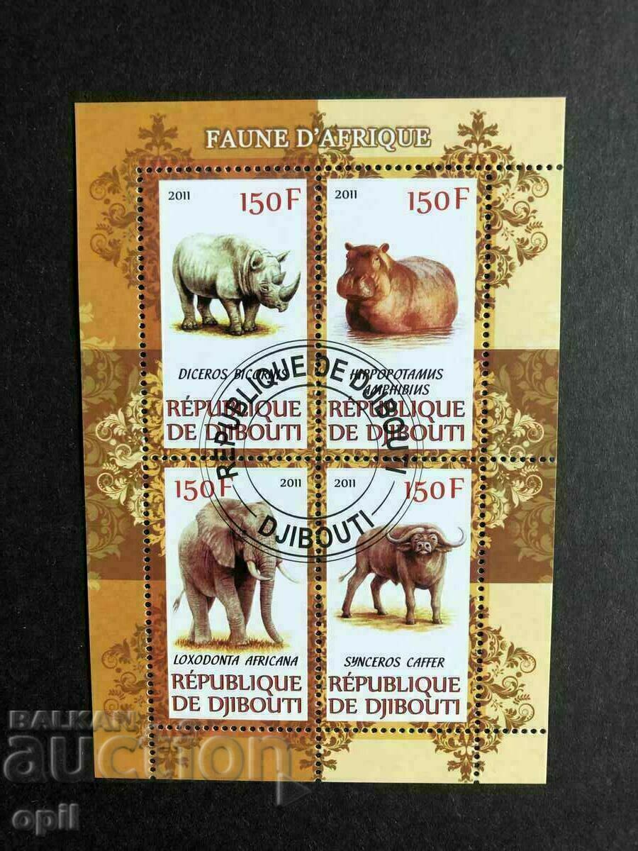 Stamped Block African Fauna 2011 Djibouti