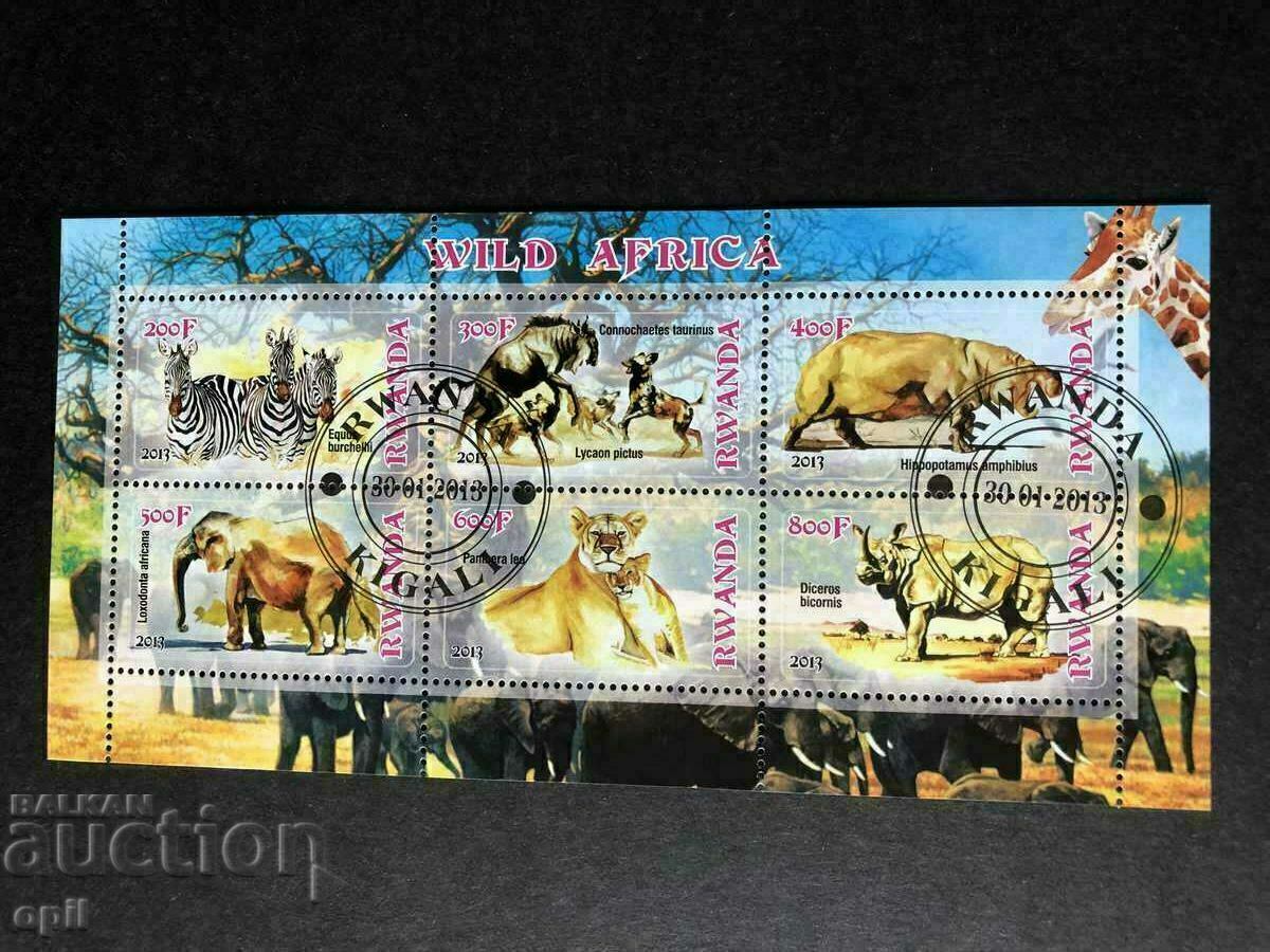 Stamped Block African Animals 2013 Ρουάντα
