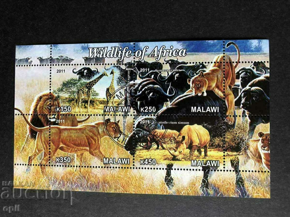 Stamped Block African Animals 2011 Malawi