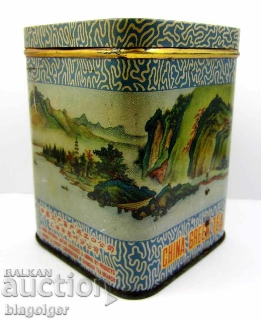 OLD METAL TEA BOX-CHINA-ANTIQUE