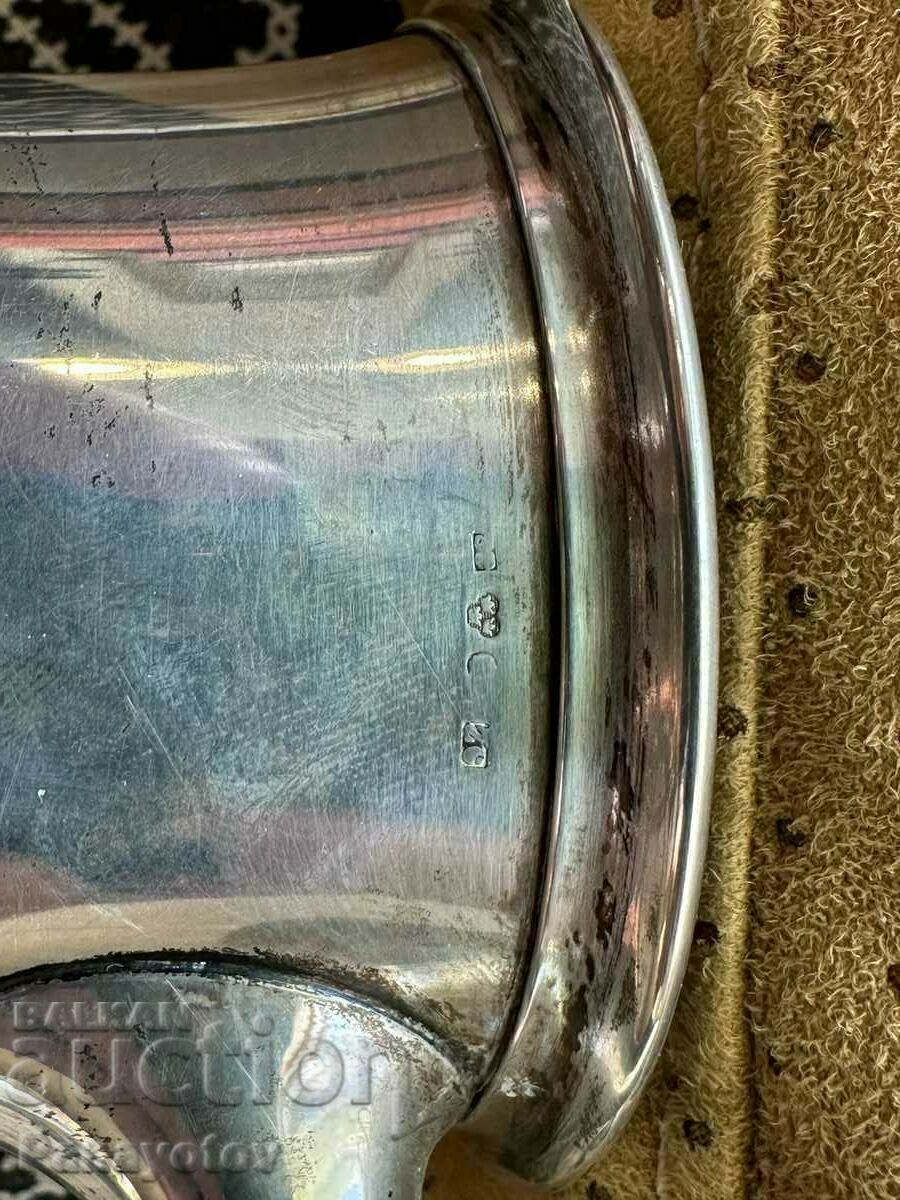 GLASS KETTLE DISH MUG CUPS SILVER UNIQUE AUSTRIA XIX CENTURY KR - 6 GLASS KETTLE DISH MUG CUPS SILVER UNIQUE AUSTRIA XIX CENTURY KR - 6