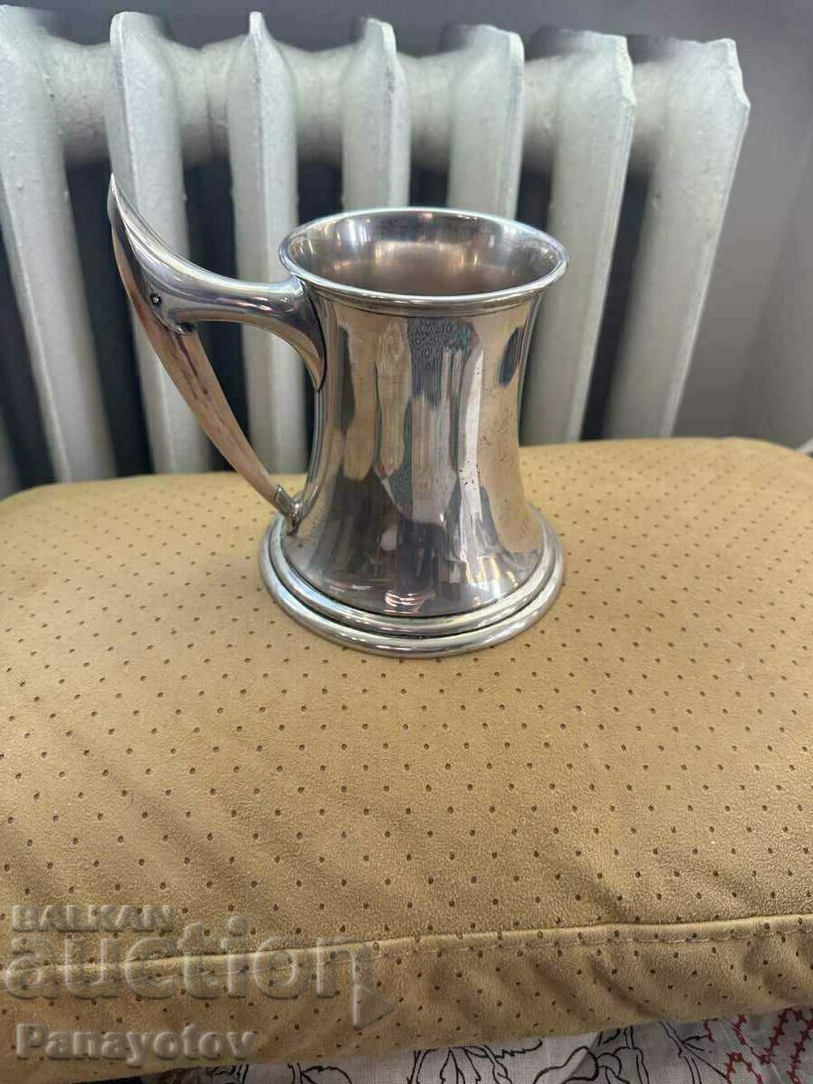 GLASS KETTLE DISH MUG CUPS SILVER UNIQUE AUSTRIA XIX CENTURY KR GLASS KETTLE DISH MUG CUPS SILVER UNIQUE AUSTRIA XIX CENTURY KR