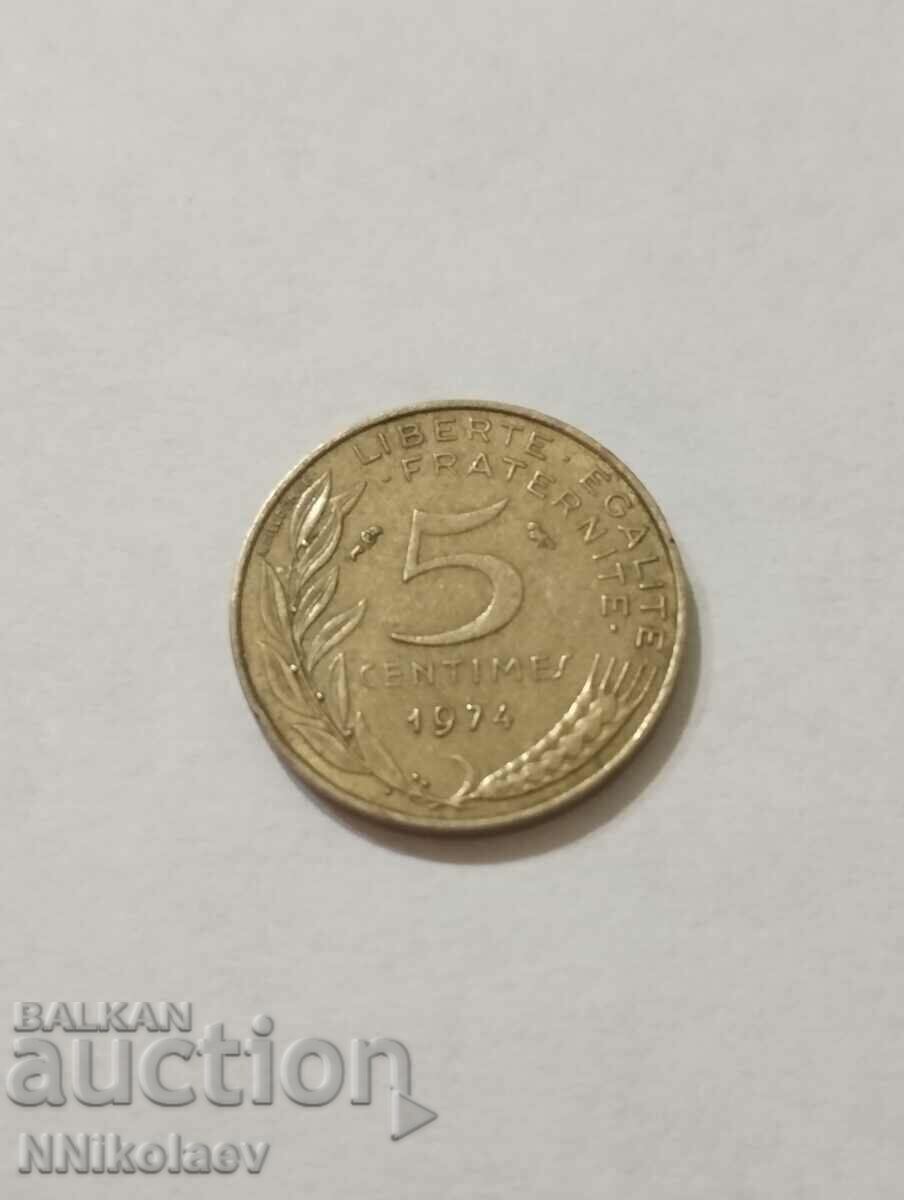 Franta 5 centimes 1974