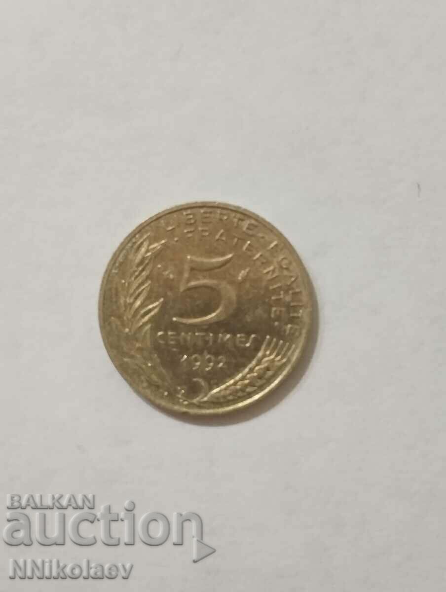 Franța 5 centimes 1992 cu preț 1.00 BGN | € 0.51 Franța 5 centimes 1992 cu preț 1.00 BGN | € 0.51