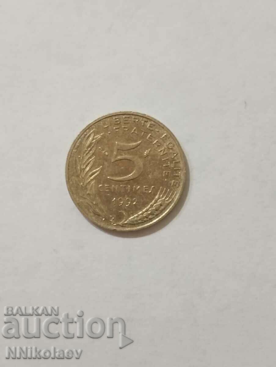 Franța 5 centimes 1992