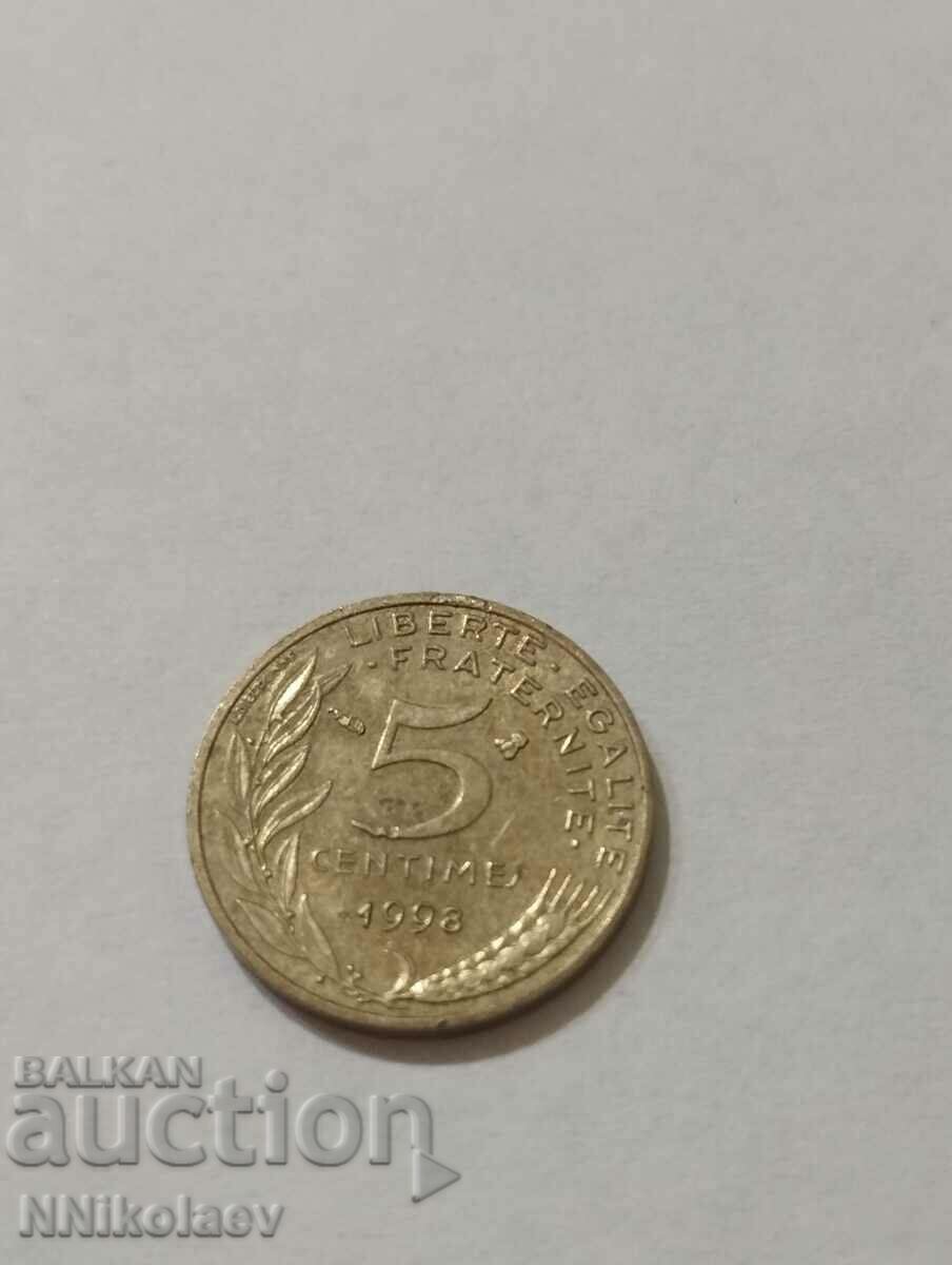 Franța 5 centimes 1998