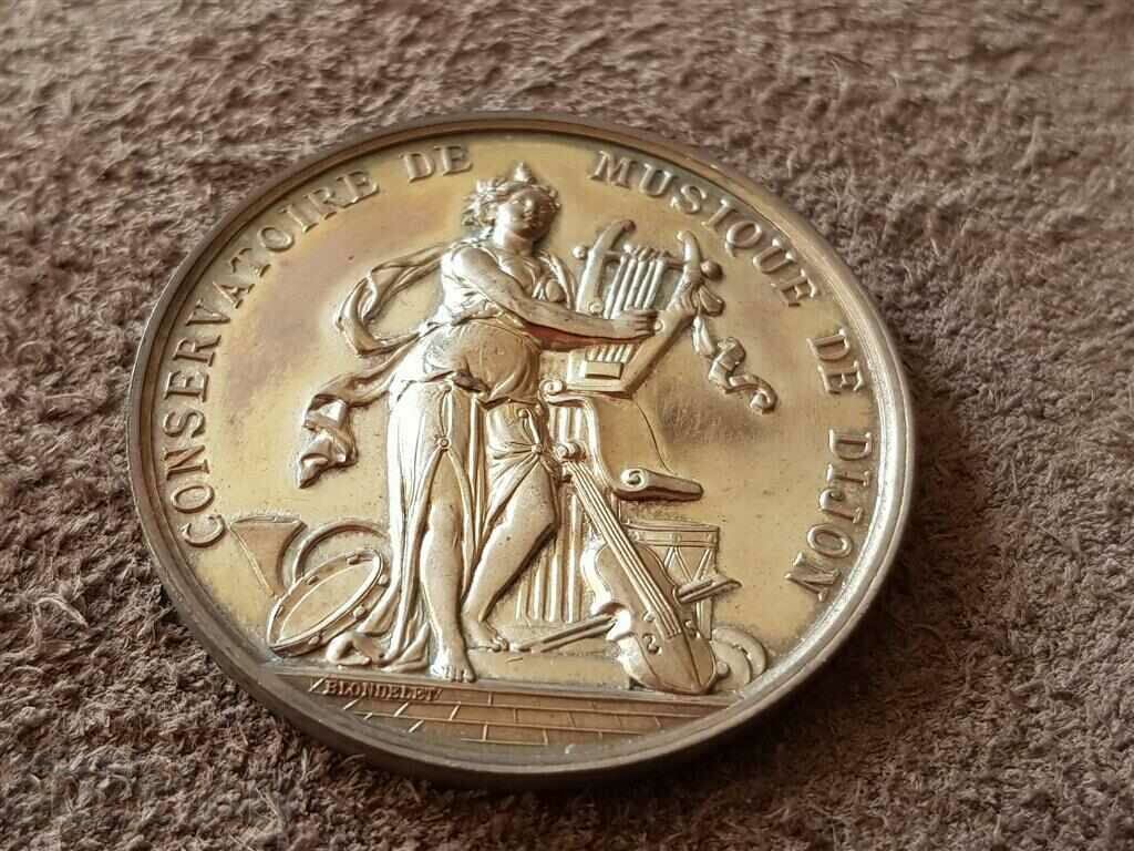 franceza secolul al XIX-lea. Moneda de argint Conservatorul Musiaclana din Dijon cu preț 125.00 BGN | € 63.91