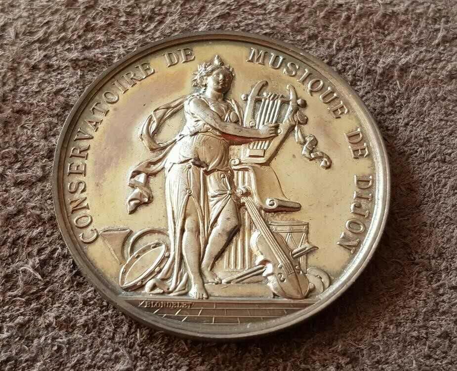 French 19th c. Dijon Conservatoire Musiaclana silver coin French 19th c. Dijon Conservatoire Musiaclana silver coin