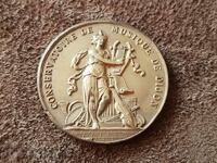Френска 19в. сребръна монета Музиаклана консерватория Дижон