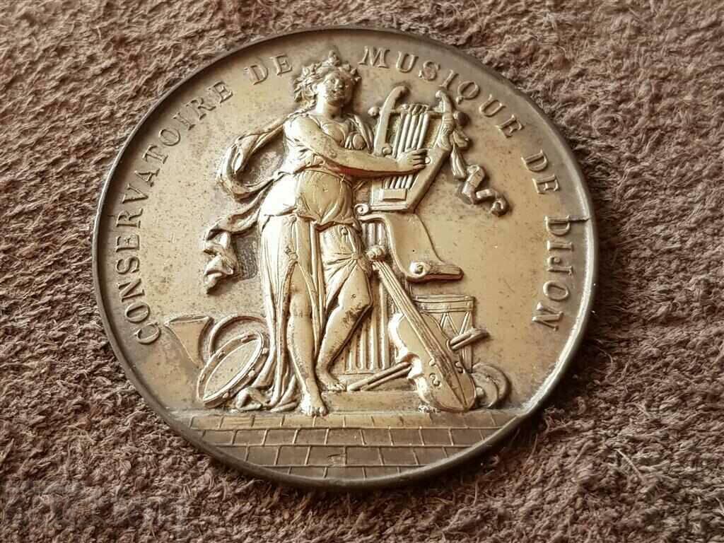 French 19th c. silver coin Musiaclana Conservatoire Dijon