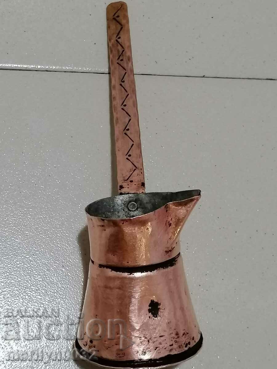Старо медно калайдисано джезве, кафеник, бакър, меден съд - 5 Старо медно калайдисано джезве, кафеник, бакър, меден съд - 5