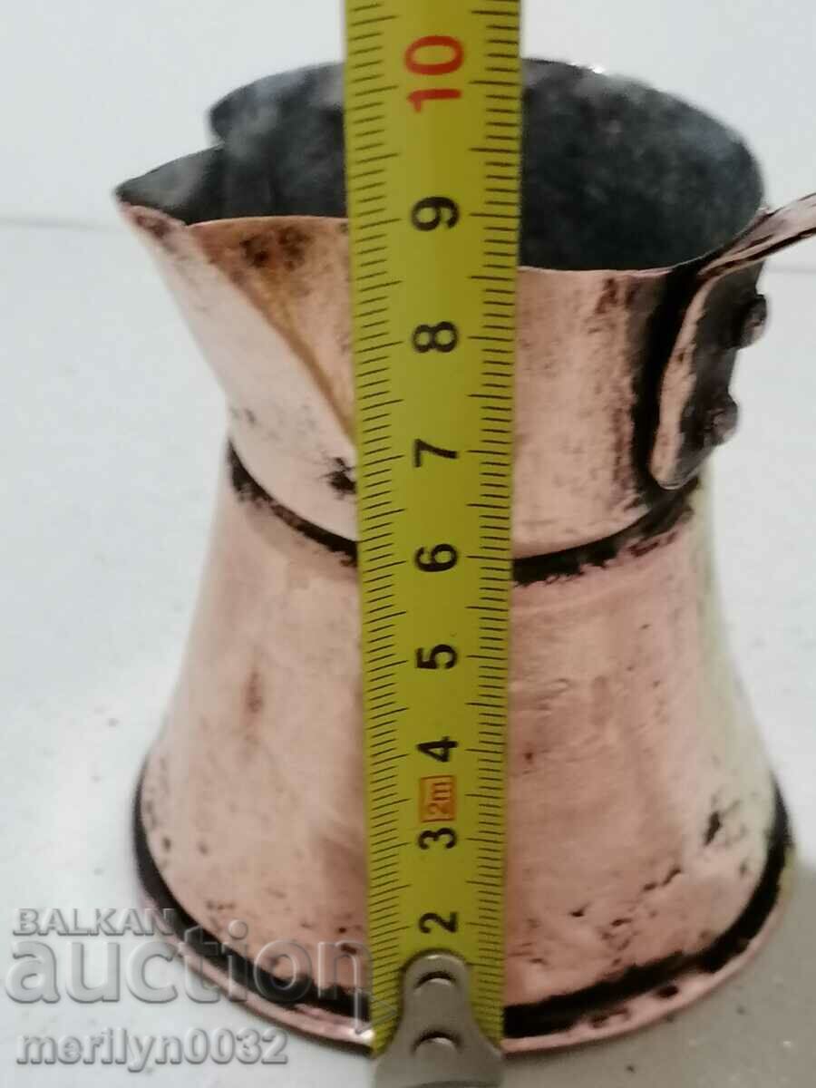 Старо медно калайдисано джезве, кафеник, бакър, меден съд - 7 Старо медно калайдисано джезве, кафеник, бакър, меден съд - 7