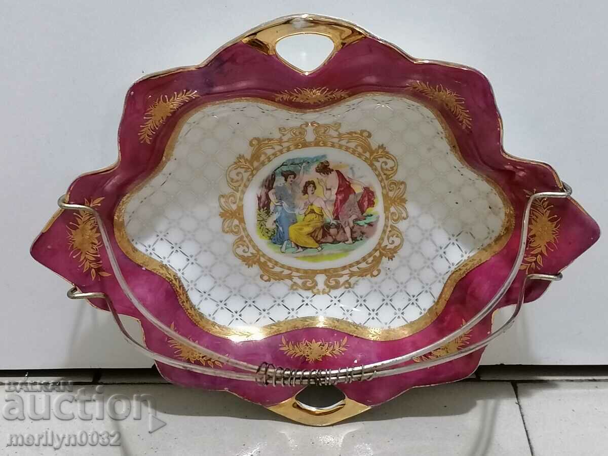 Δημοπρασία Βαμμένη τσέχικη πορσελάνη, μπομπονιέρα, καλάθι