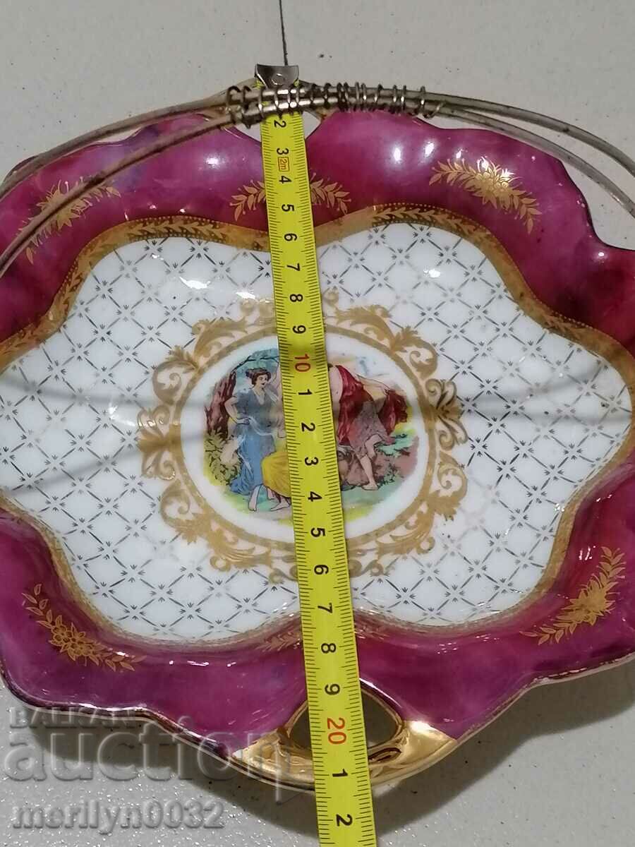 Βαμμένη τσέχικη πορσελάνη, μπομπονιέρα, καλάθι - 6