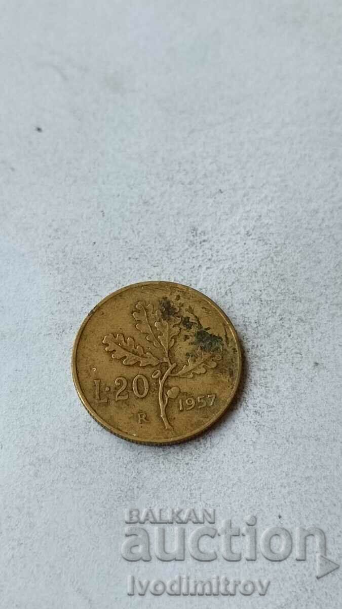 Italy 20 Lire 1957