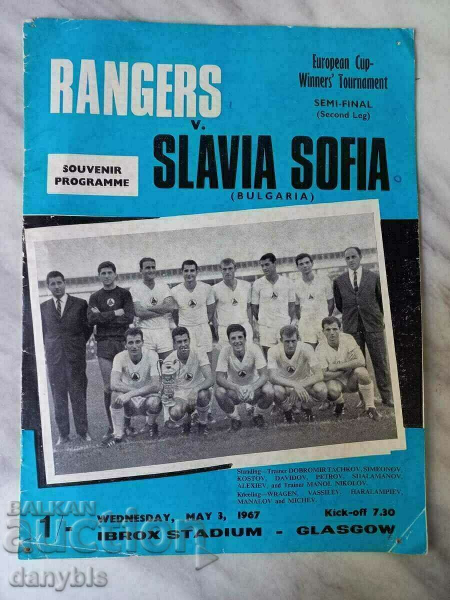 Πρόγραμμα ποδοσφαίρου - Γλασκώβη Ρέιντζερς - Σλάβια 1967