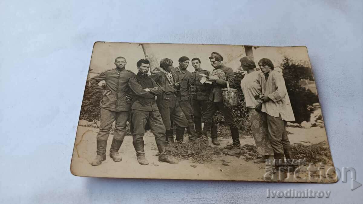 Photo Xanthi Officers soldiers and young woman 1918