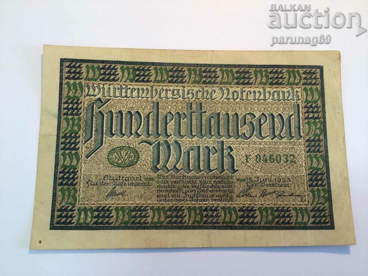 Германия 100000 марки 1923 година Вюртемберг  (HP)