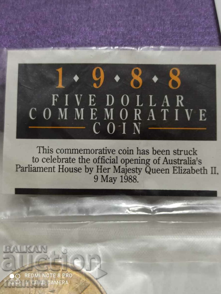 Delivery of Jubilee 5 Dollars Australia 1988