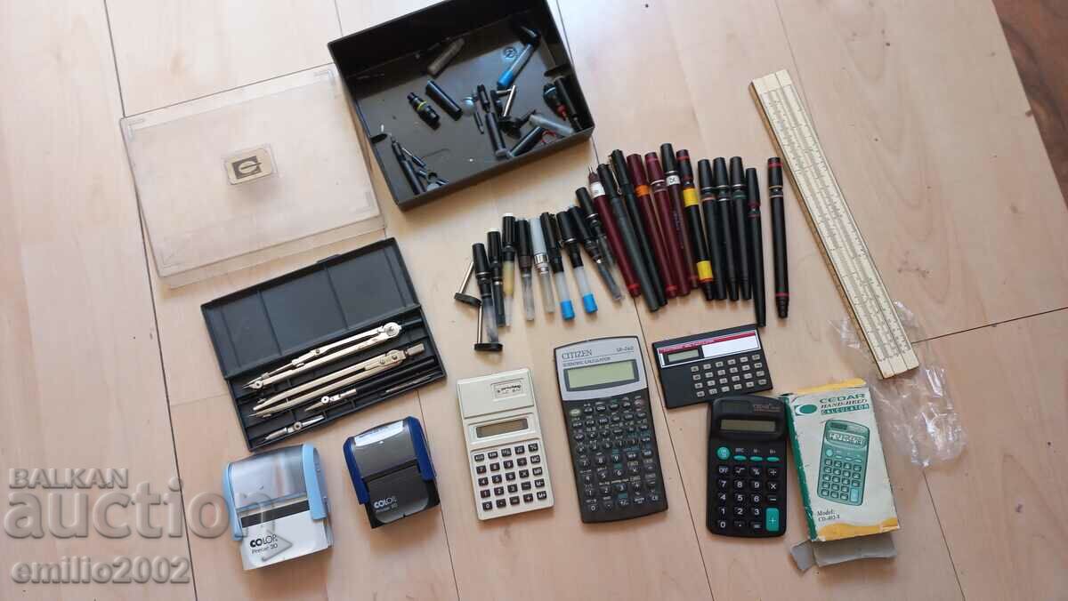 Rapidographs, calculators, etc.