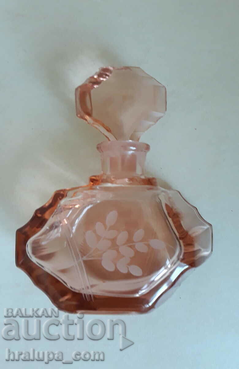 Old Perfume Bottle Art Deco Bohemia Czech Crystal Glass