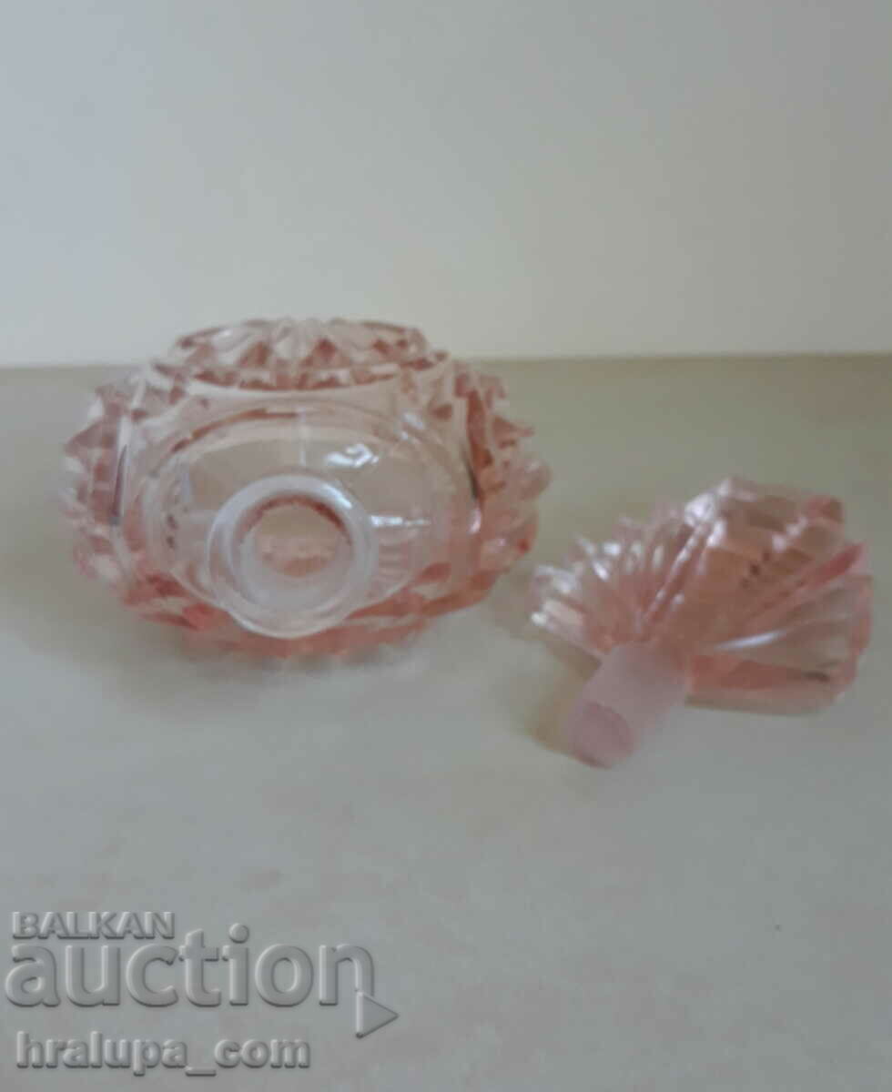 Old Perfume Bottle Art Deco Bohemia Czech Crystal Glass - 5