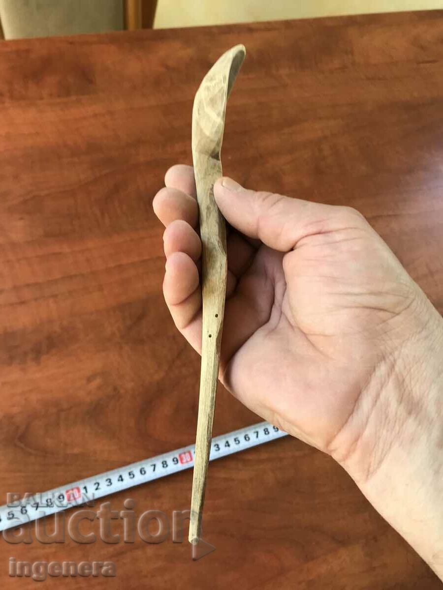 ANTIQUE HAND CARVED WOODEN SPOON - 5