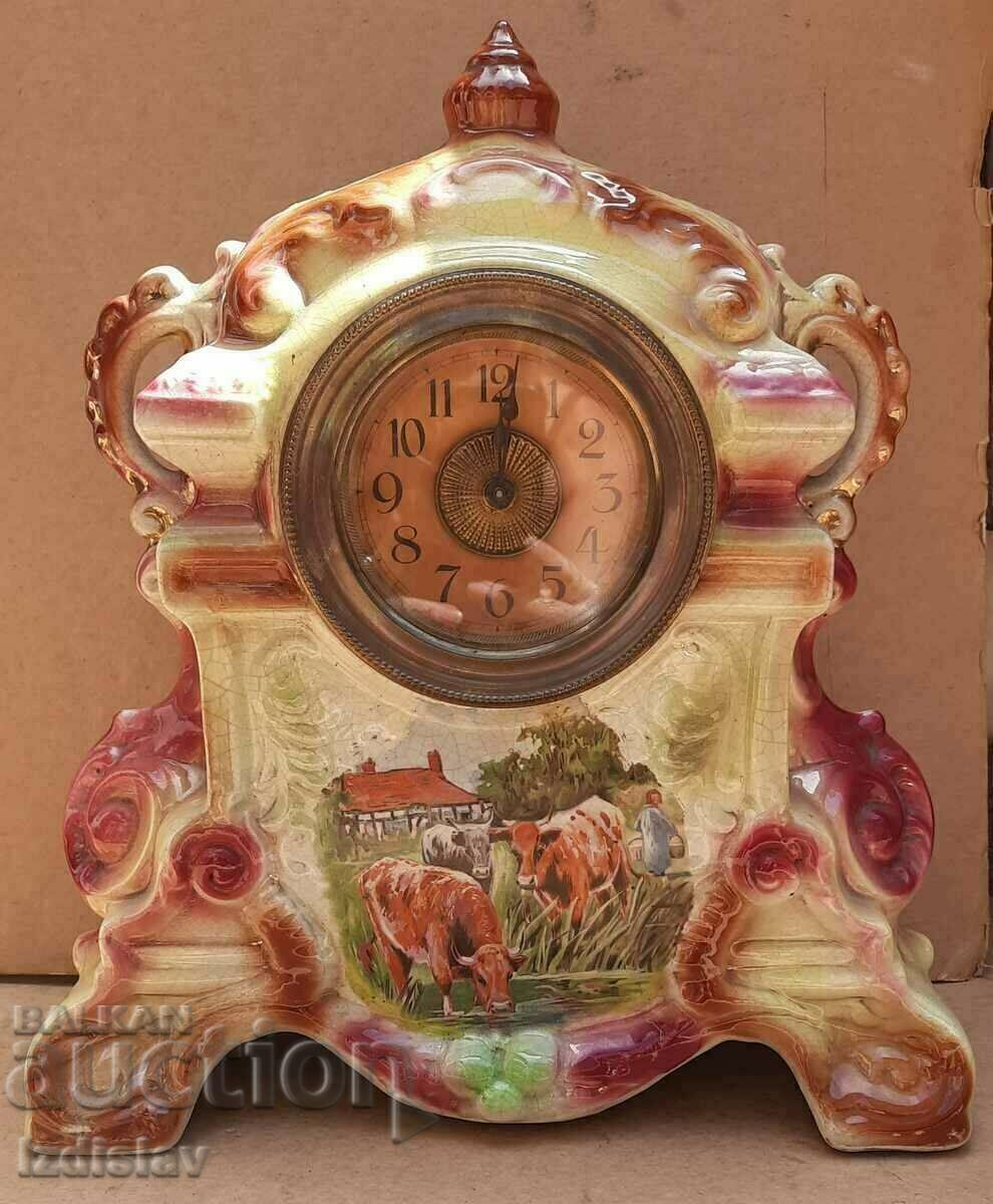 Antique porcelain desktop, mantel clock Strasbourg Antique porcelain desktop, mantel clock Strasbourg