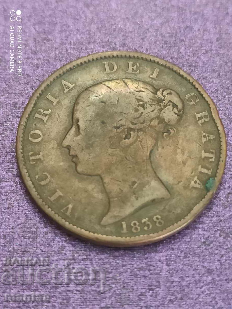 Delivery of 1/2 penny 1838 Queen Victoria Delivery of 1/2 penny 1838 Queen Victoria