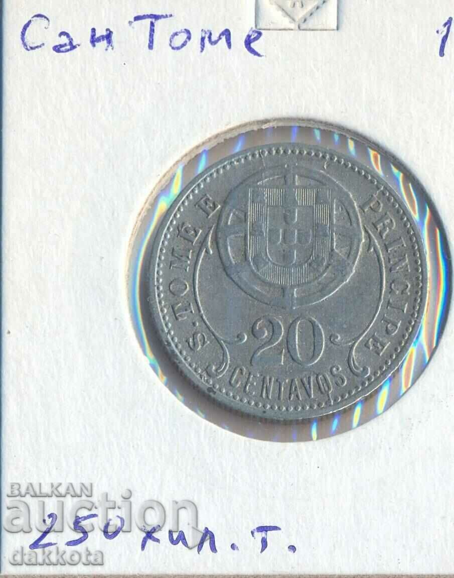 Livrarea São Tomé și Príncipe 20 centavos 1929, tiraj 250 mii