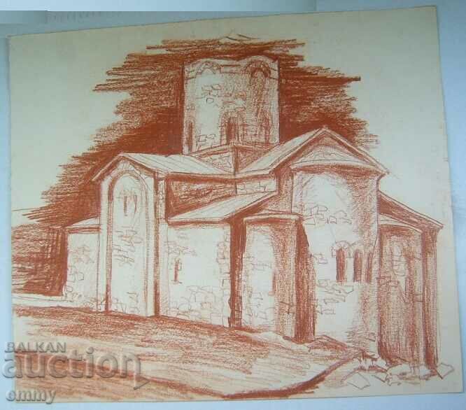 Desen pastel vechi - Templul „Sf. Ioan Botezătorul”, Nessebar